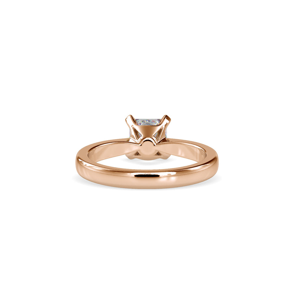 SKU: 0065 (14K) Classic Princess-Cut Solitaire Engagment Ring in Rose Gold.