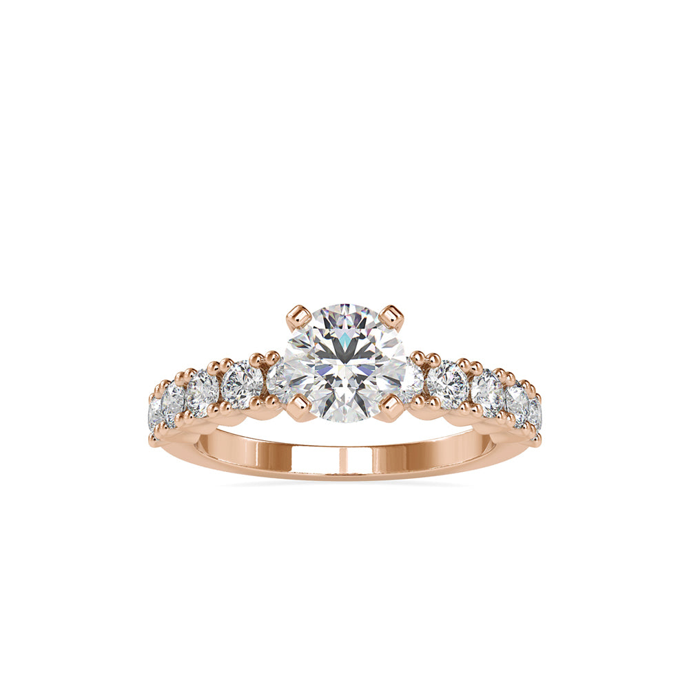 SKU: 0067 (10K) Embellished Solitaire Engagment Ring in Rose Gold.