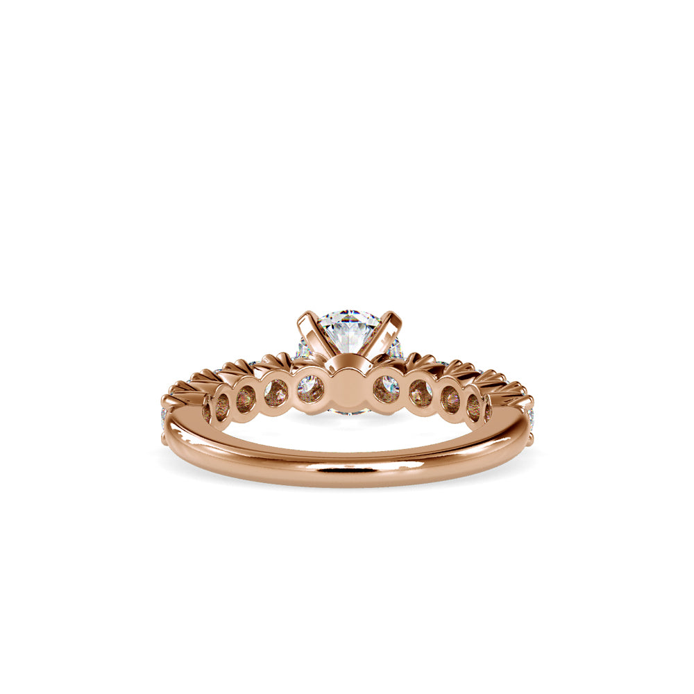 SKU: 0067 (14K) Embellished Solitaire Engagment Ring in Rose Gold.