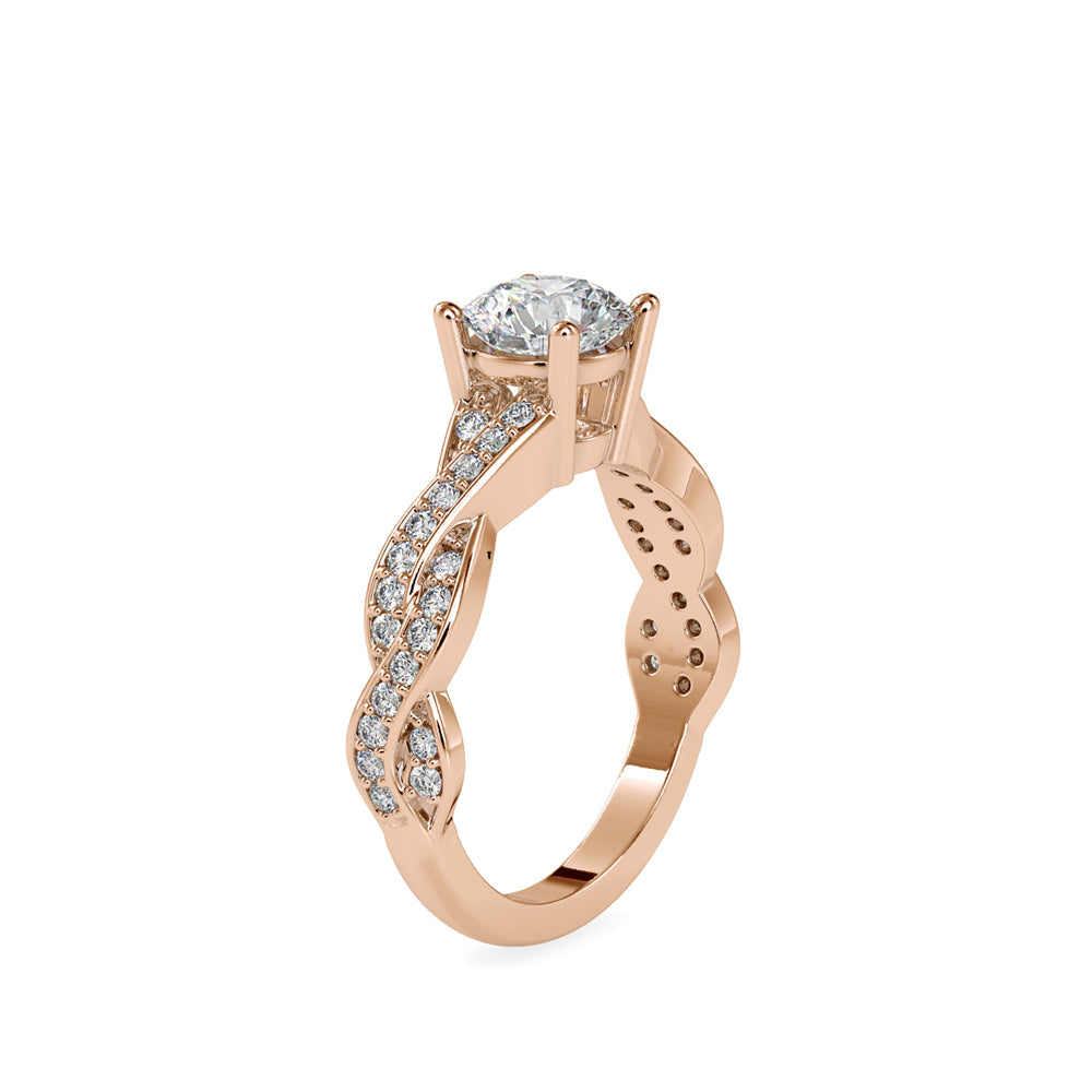 SKU: 0068 (14K) Twisted Shank Diamond Engagment Ring in Rose Gold.