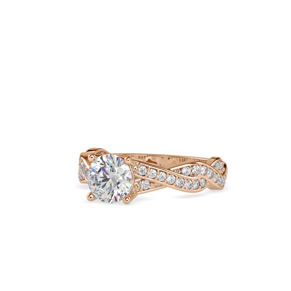 SKU: 0068 (10K) Twisted Shank Diamond Engagment Ring in Rose Gold.