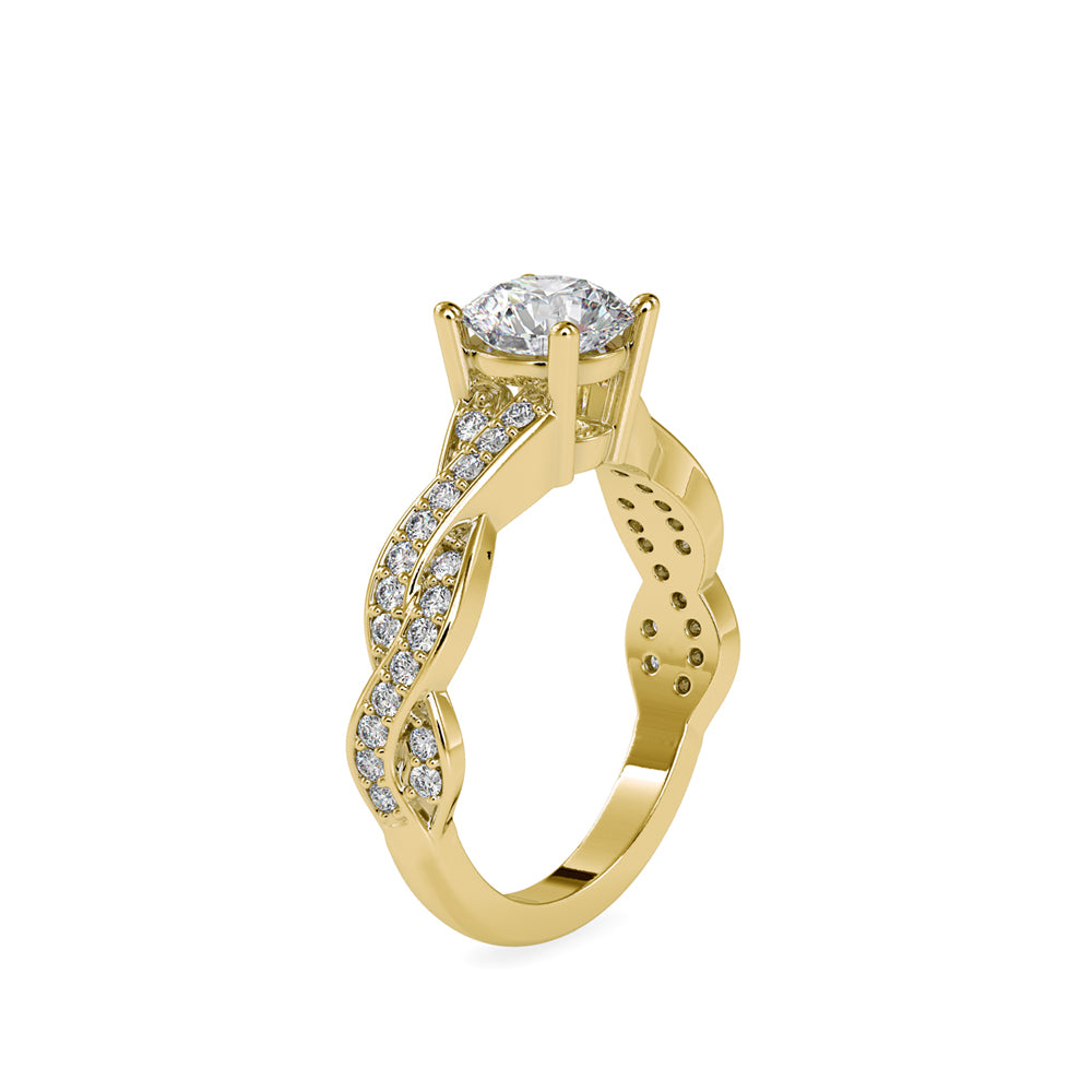 SKU: 0068 (14K) Twisted Shank Diamond Engagment Ring in Rose Gold.