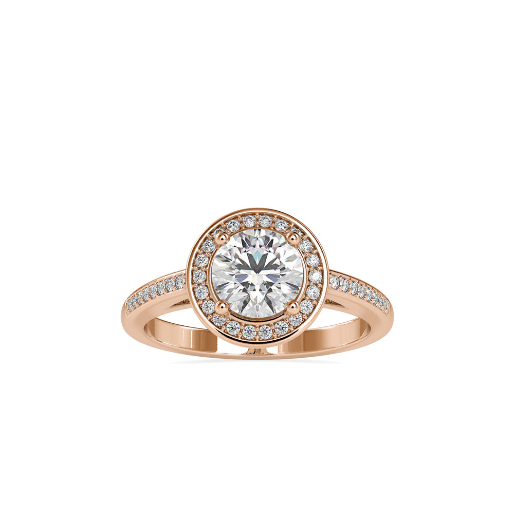 SKU: 0071 (22K) Round Radiance Halo Ring In Rose Gold.