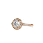 SKU: 0071 (22K) Round Radiance Halo Ring In Rose Gold.