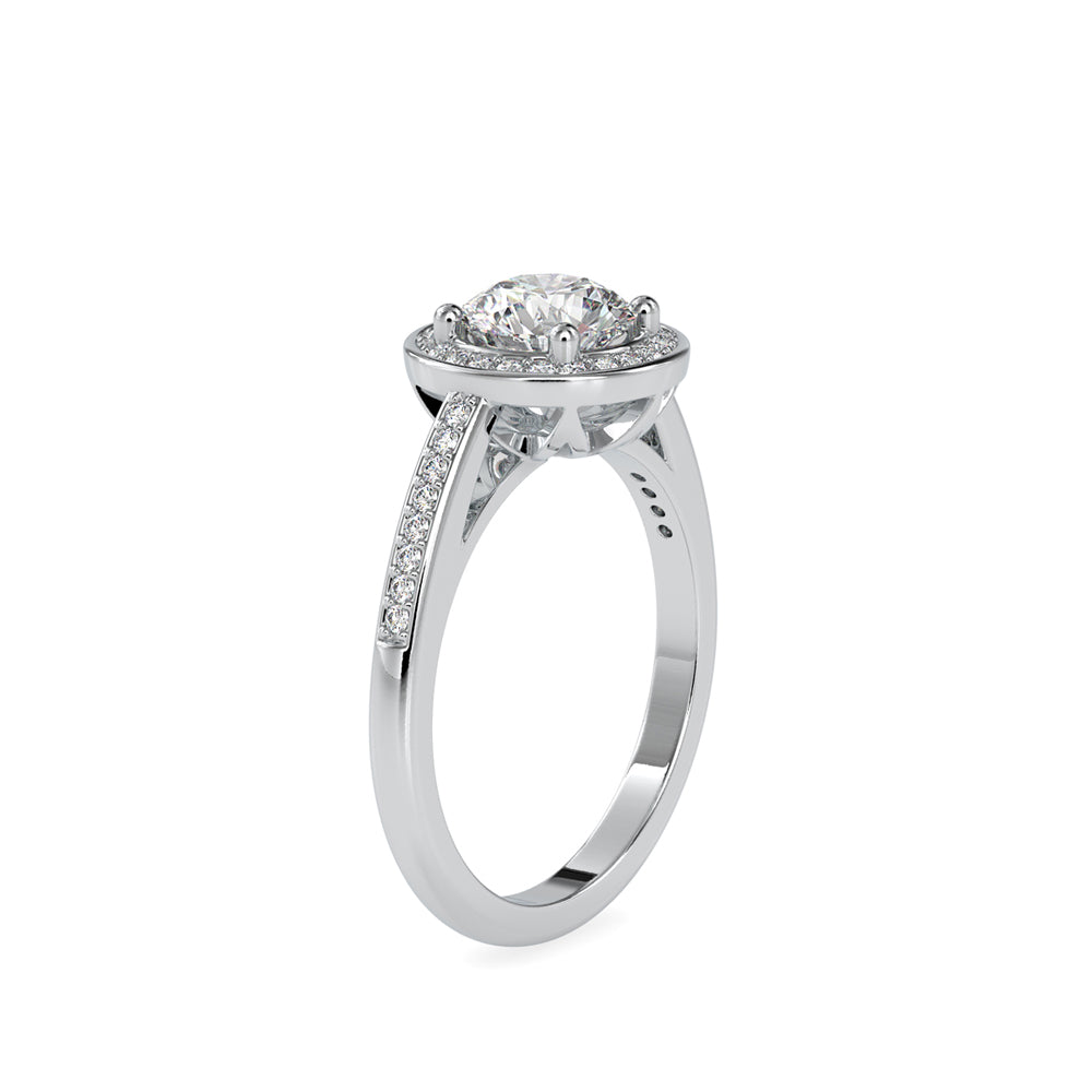 SKU: 0071 (10K) Round Radiance Halo Ring In Rose Gold.