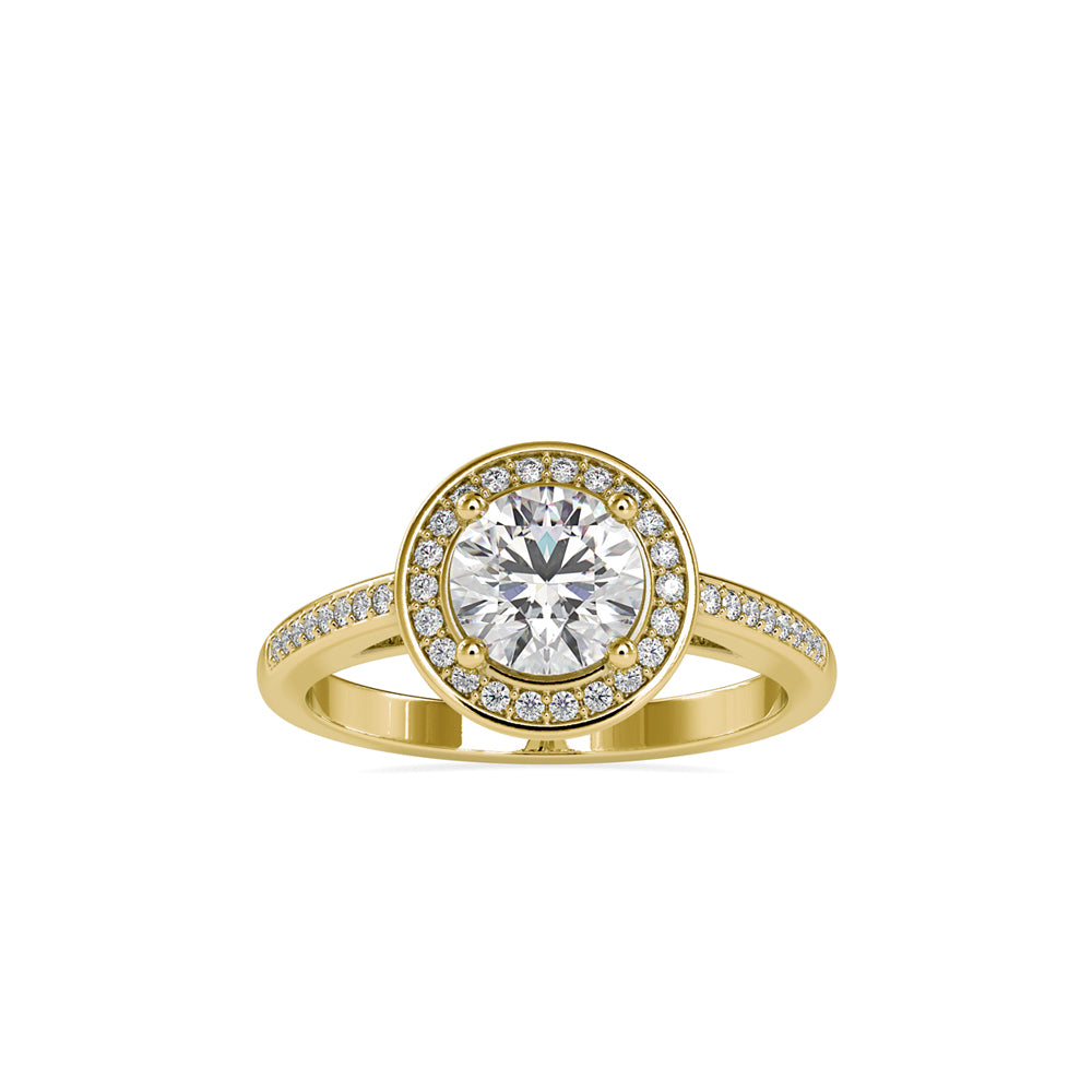 SKU: 0071 (10K) Round Radiance Halo Ring In Rose Gold.