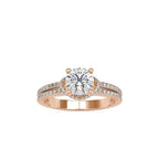 SKU: 0073 (14K) Double Pave Solitaire Ring in Rose Gold.