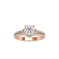 SKU: 0073 (14K) Double Pave Solitaire Ring in Rose Gold.