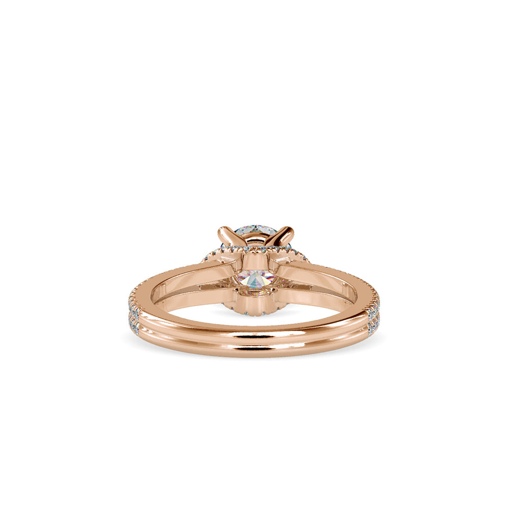 SKU: 0073 (22K) Double Pave Solitaire Ring in Rose Gold.