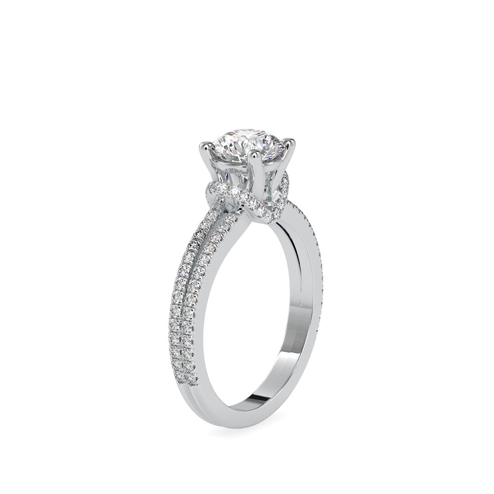 SKU: 0073 (14K) Double Pave Solitaire Ring in Rose Gold.