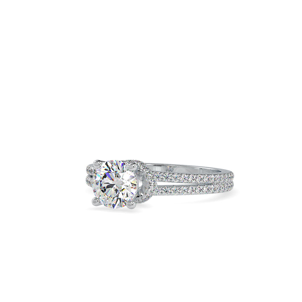 SKU: 0073 (10K) Double Pave Solitaire Ring in Rose Gold.