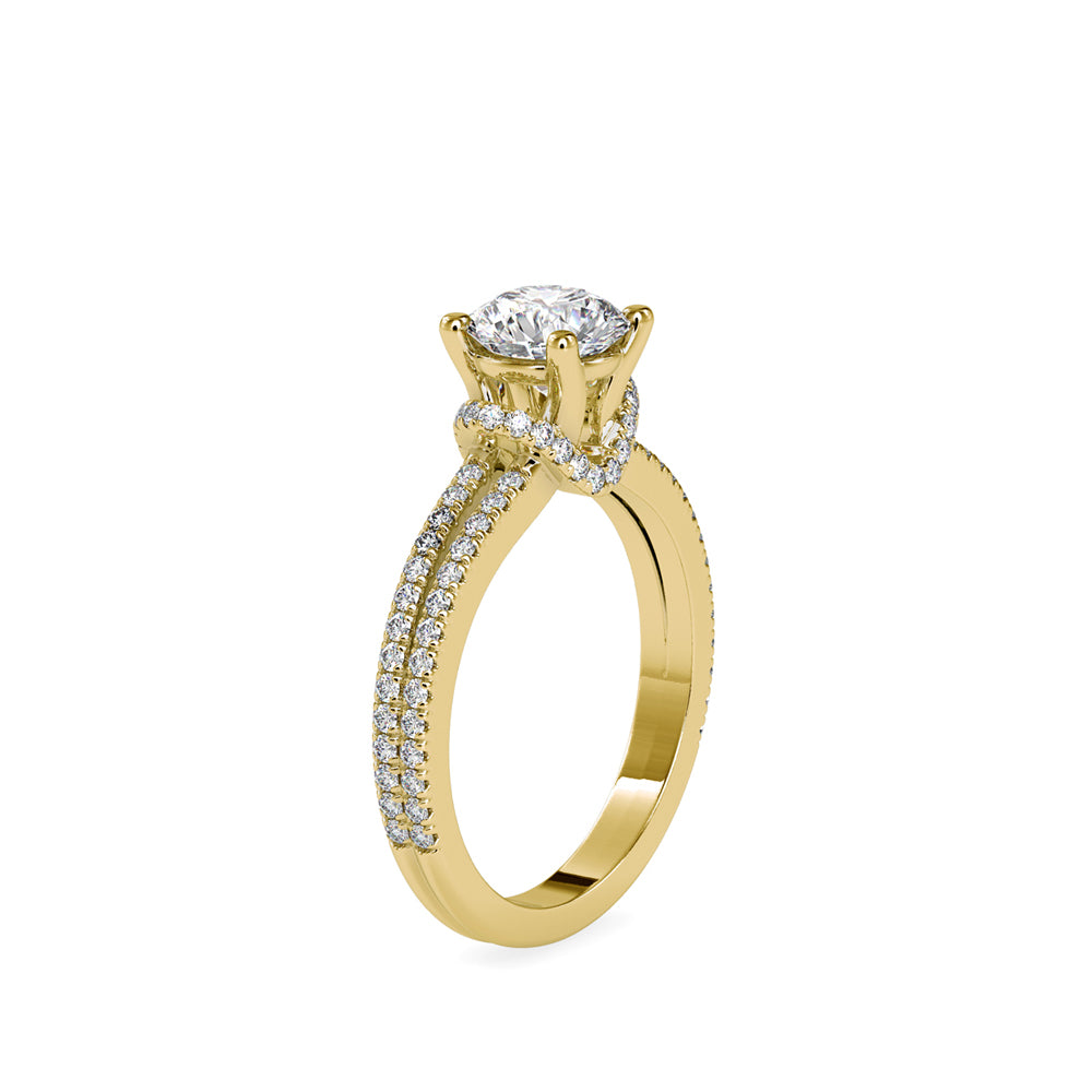 SKU: 0073 (14K) Double Pave Solitaire Ring in Rose Gold.
