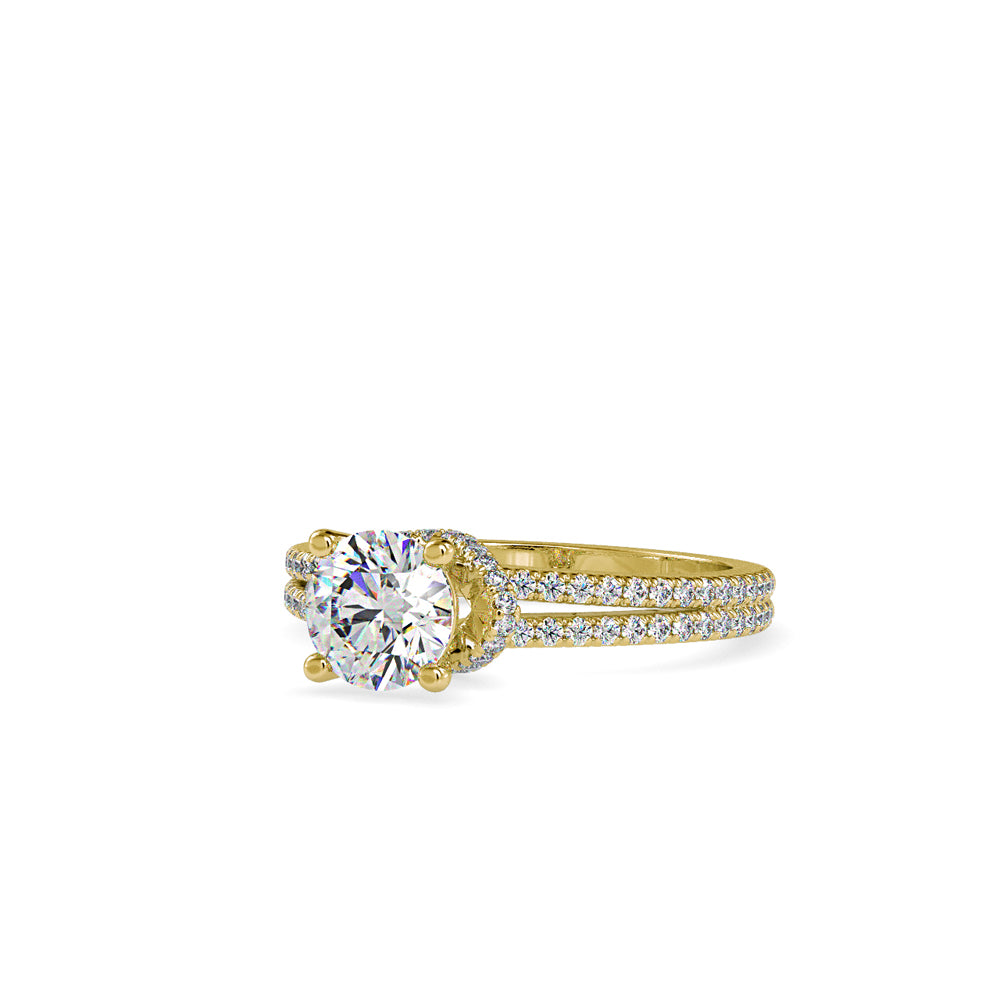 SKU: 0073 (22K) Double Pave Solitaire Ring in Rose Gold.
