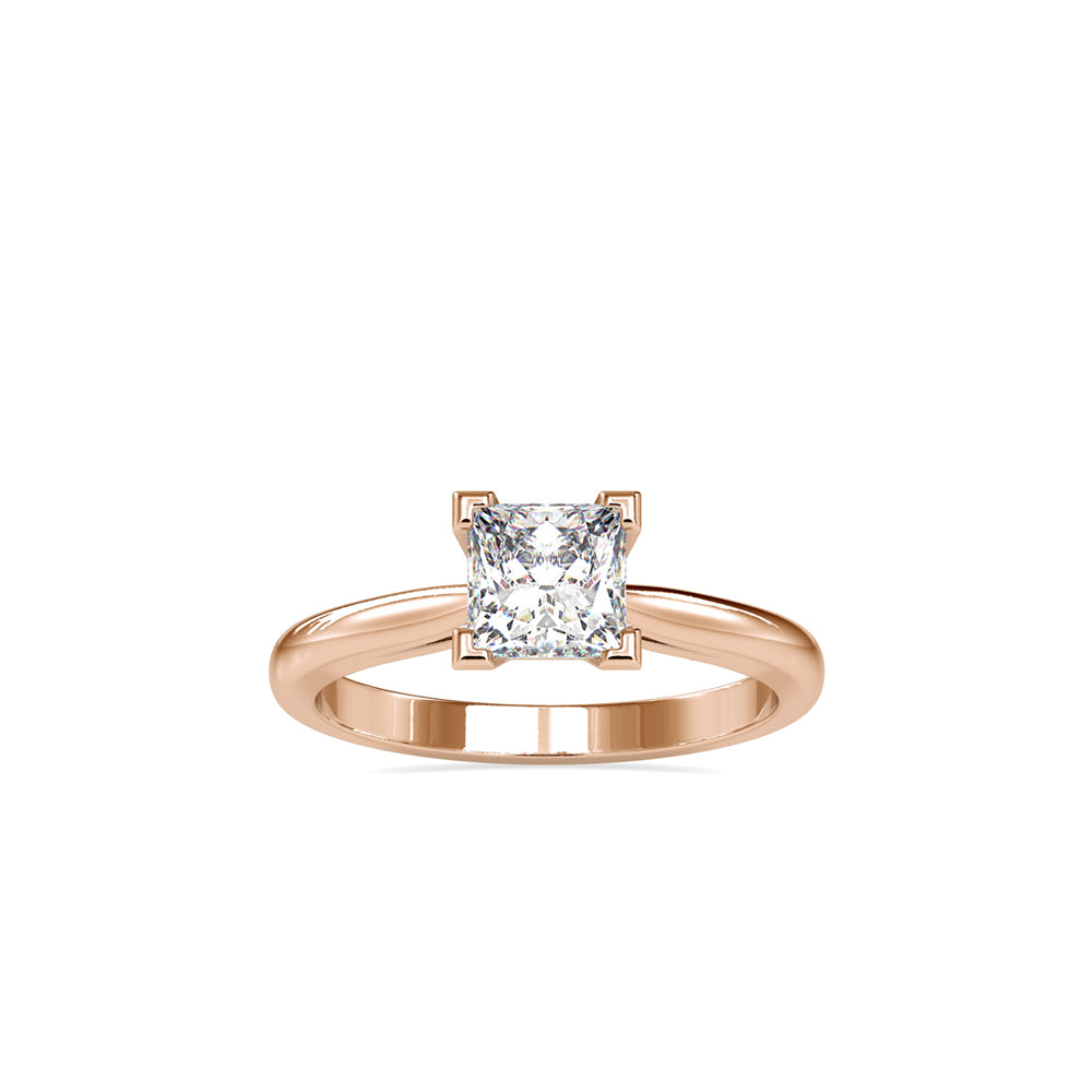 SKU: 0074 (18K) Classic Princess-cut Solitaire Ring Rose Gold.