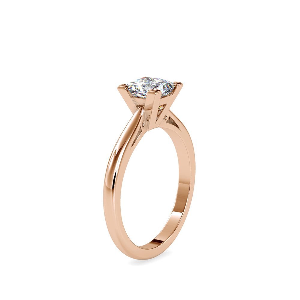 SKU: 0074 (18K) Classic Princess-cut Solitaire Ring Rose Gold.