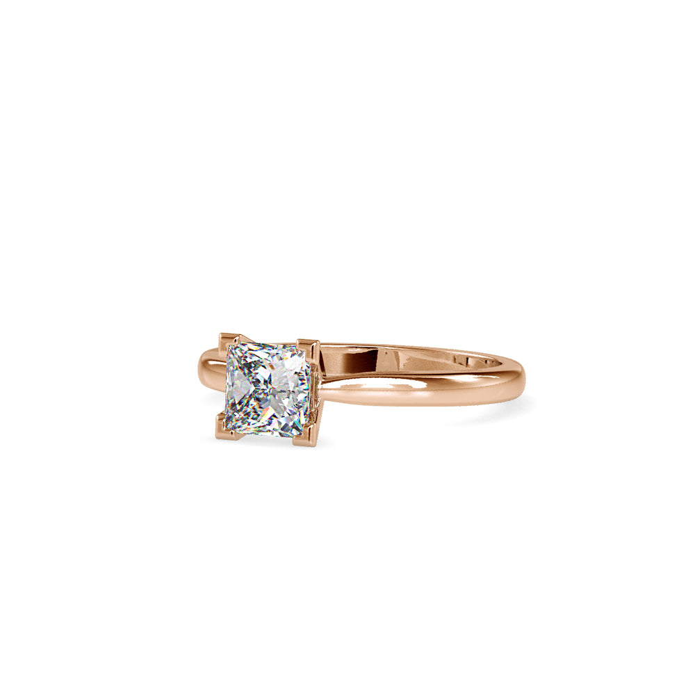 SKU: 0074 (10K) Classic Princess-cut Solitaire Ring Rose Gold.