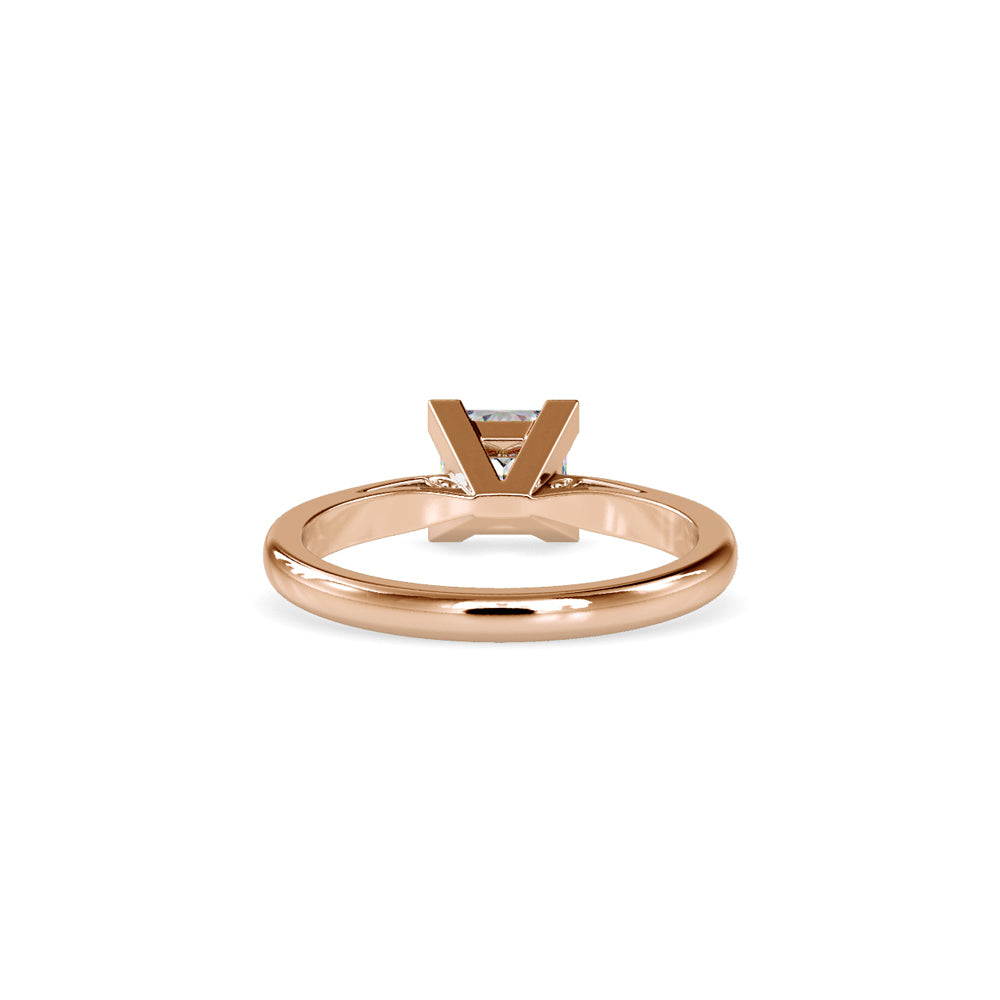 SKU: 0074 (10K) Classic Princess-cut Solitaire Ring Rose Gold.