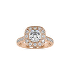 SKU: 0075 (18K) Sparkling Cushion Halo Engagment Ring Rose Gold.