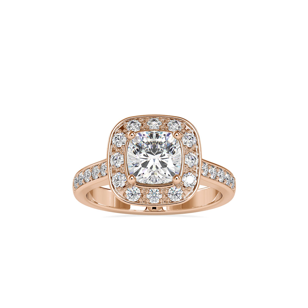 SKU: 0075 (18K) Sparkling Cushion Halo Engagment Ring Rose Gold.