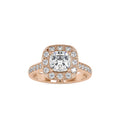 SKU: 0075 (14K) Sparkling Cushion Halo Engagment Ring Rose Gold.