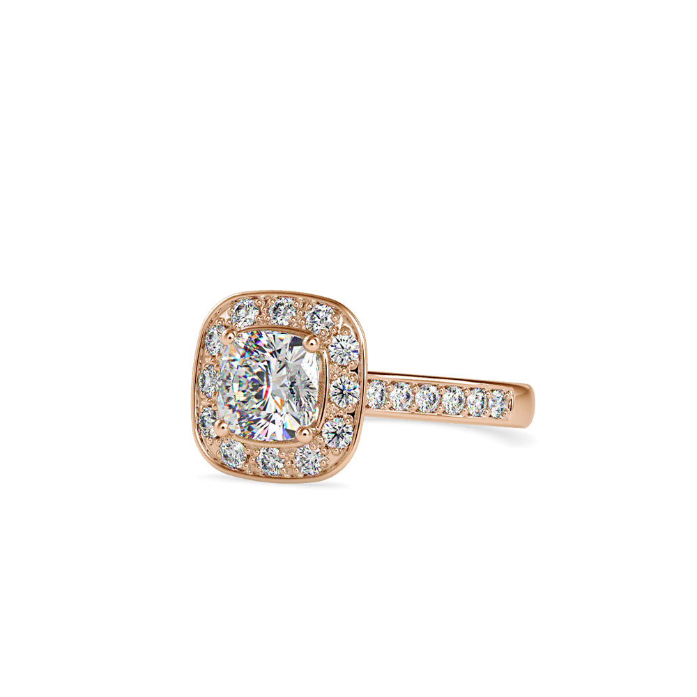 SKU: 0075 (14K) Sparkling Cushion Halo Engagment Ring Rose Gold.