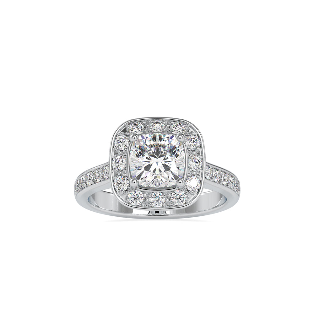 SKU: 0075 (14K) Sparkling Cushion Halo Engagment Ring Rose Gold.