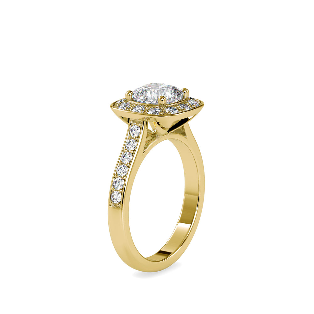 SKU: 0075 (10K) Sparkling Cushion Halo Engagment Ring Rose Gold.