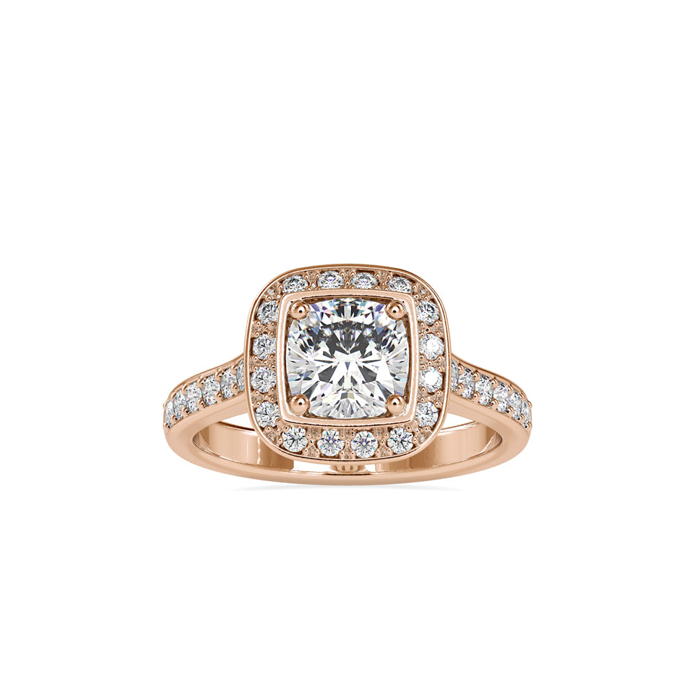 SKU: 0076 (14K) Sparkling Cushion Halo Engagment Ring Rose Gold.