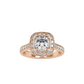 SKU: 0076 (14K) Sparkling Cushion Halo Engagment Ring Rose Gold.