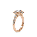 SKU: 0076 (14K) Sparkling Cushion Halo Engagment Ring Rose Gold.
