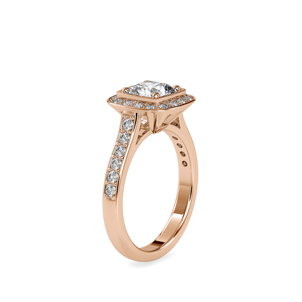 SKU: 0076 (22K) Sparkling Cushion Halo Engagment Ring Rose Gold.
