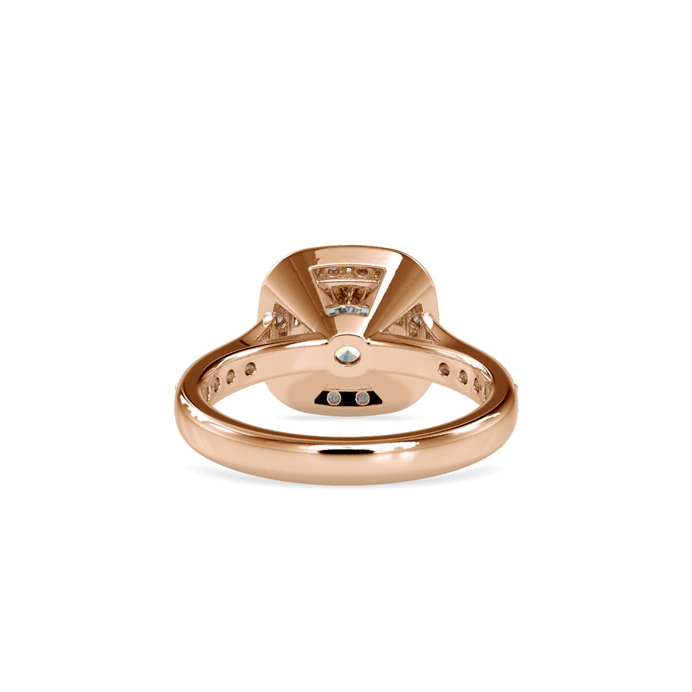 SKU: 0076 (10K) Sparkling Cushion Halo Engagment Ring Rose Gold.