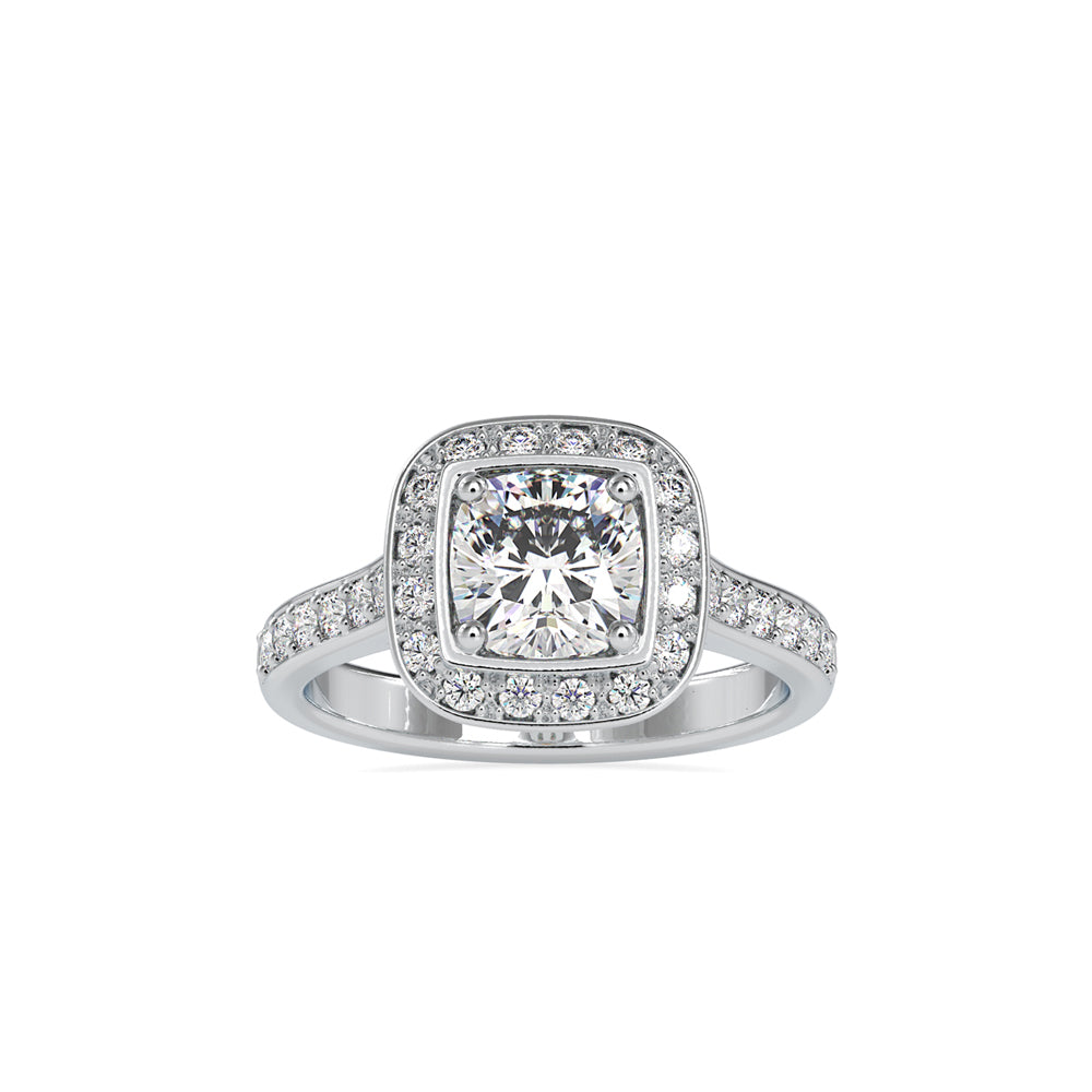 SKU: 0076 (10K) Sparkling Cushion Halo Engagment Ring Rose Gold.