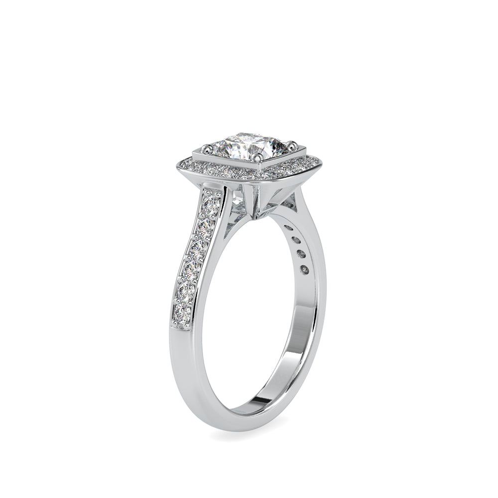 SKU: 0076 (18K) Sparkling Cushion Halo Engagment Ring Rose Gold.
