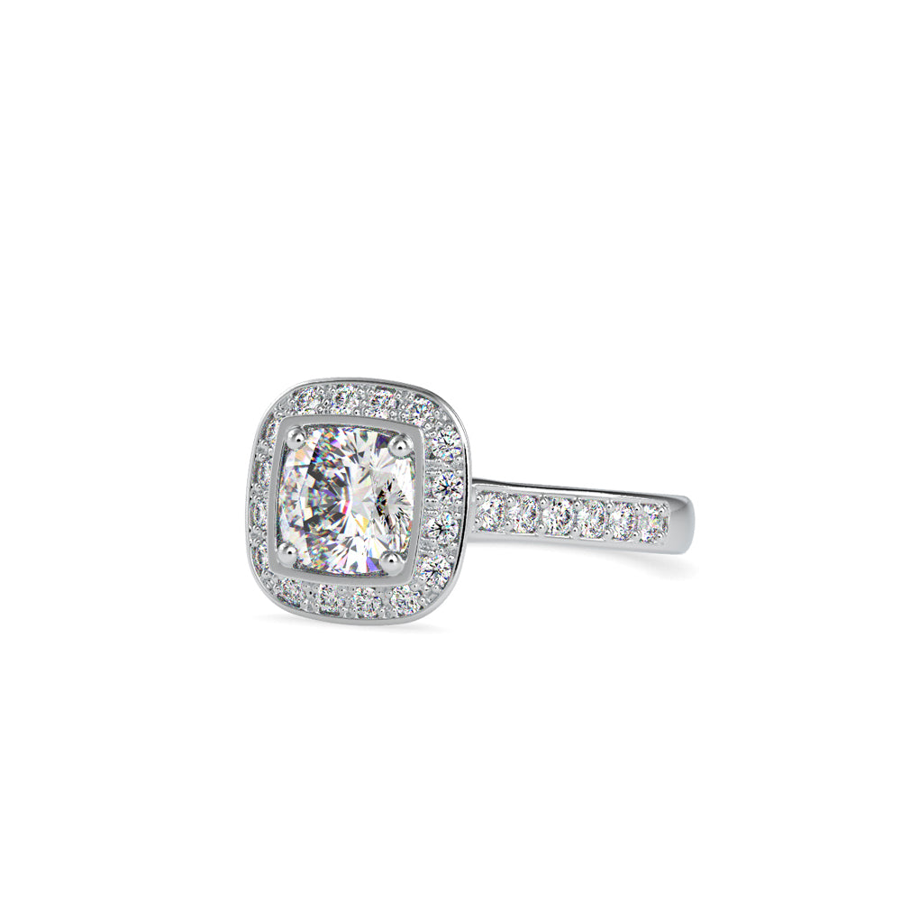 SKU: 0076 (14K) Sparkling Cushion Halo Engagment Ring Rose Gold.