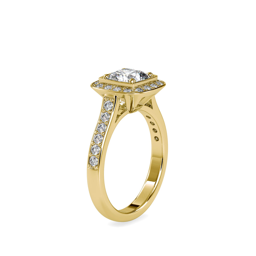 SKU: 0076 (18K) Sparkling Cushion Halo Engagment Ring Rose Gold.