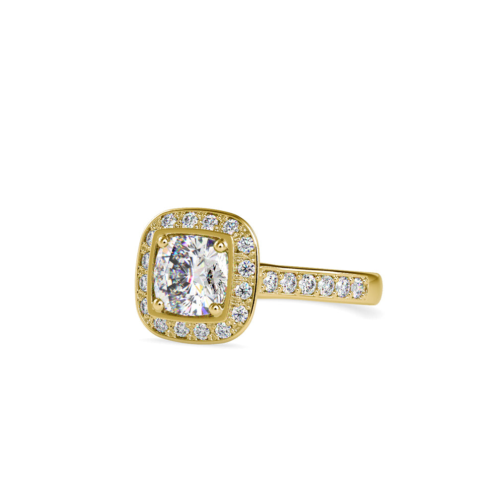 SKU: 0076 (14K) Sparkling Cushion Halo Engagment Ring Rose Gold.