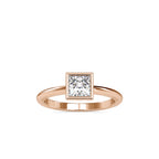 SKU: 0077 (18K) Modern Princess-cut Solitaire Ring In Rose Gold.