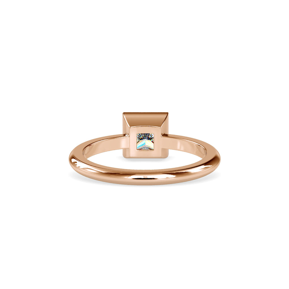 SKU: 0077 (18K) Modern Princess-cut Solitaire Ring In Rose Gold.