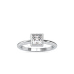 SKU: 0077 (10K) Modern Princess-cut Solitaire Ring In Rose Gold.