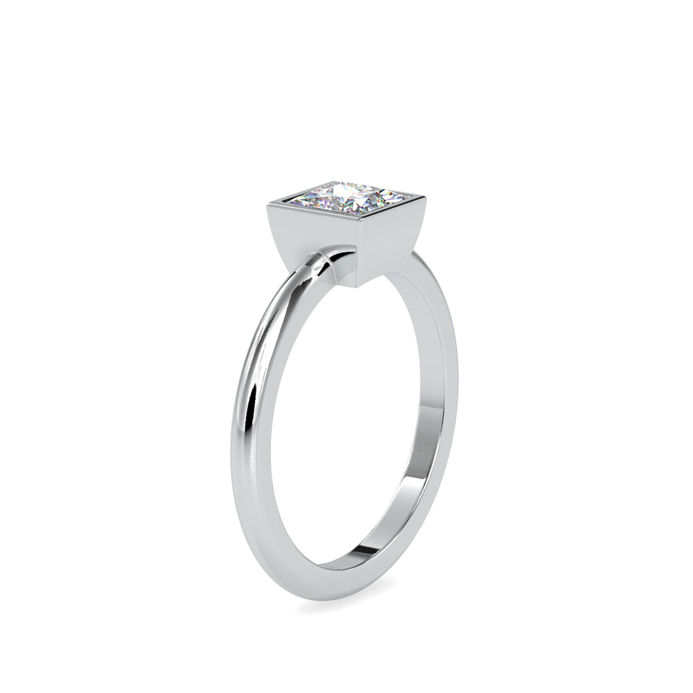 SKU: 0077 (22K) Modern Princess-cut Solitaire Ring In Rose Gold.