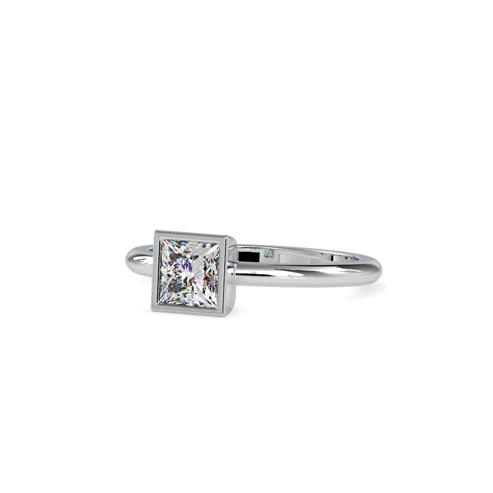 SKU: 0077 (22K) Modern Princess-cut Solitaire Ring In Rose Gold.