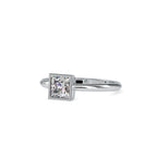 SKU: 0077 (22K) Modern Princess-cut Solitaire Ring In Rose Gold.