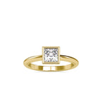 SKU: 0077 (14K) Modern Princess-cut Solitaire Ring In Rose Gold.