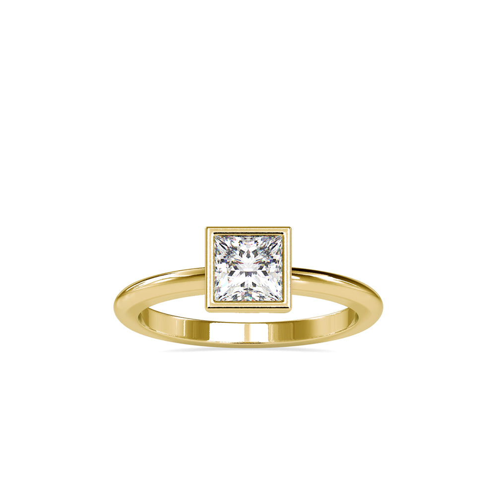 SKU: 0077 (10K) Modern Princess-cut Solitaire Ring In Rose Gold.