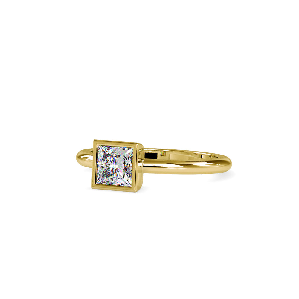 SKU: 0077 (22K) Modern Princess-cut Solitaire Ring In Rose Gold.