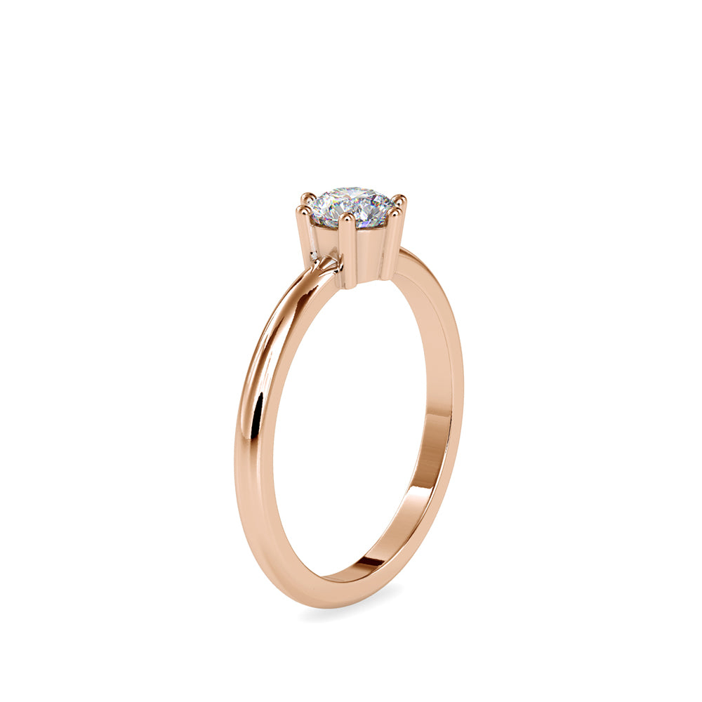 SKU: 0078 (18K) Modern Round-cut Solitaire with 6 Prongs in Rose Gold.