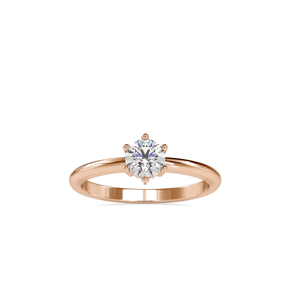SKU: 0078 (18K) Modern Round-cut Solitaire with 6 Prongs in Rose Gold.