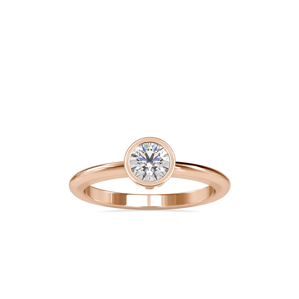 SKU: 0079 (10K) Modern Round-cut Solitaire Engagmrnt Ring in Rose Gold.