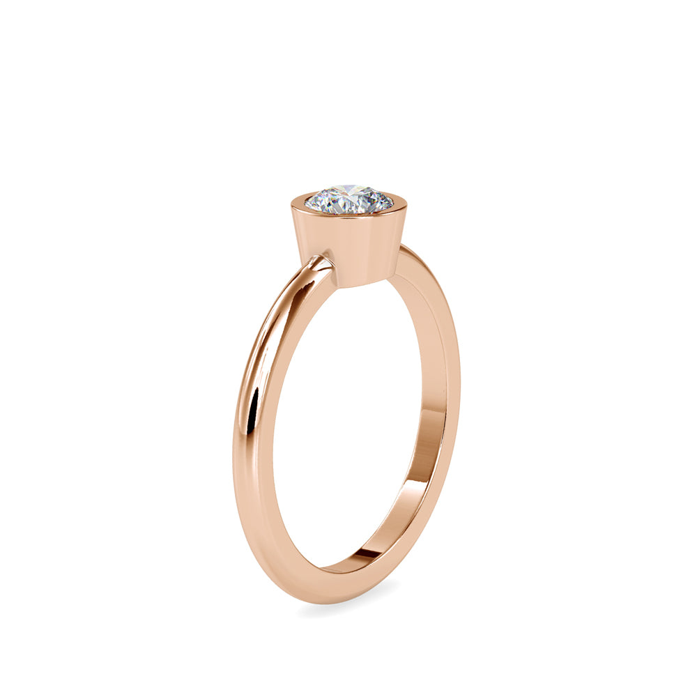 SKU: 0079 (14K) Modern Round-cut Solitaire Engagmrnt Ring in Rose Gold.